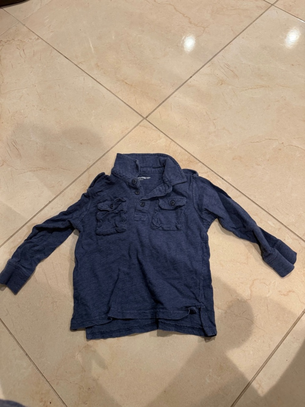 GAP Navy Long Sleeve Polo with Chest Pockets